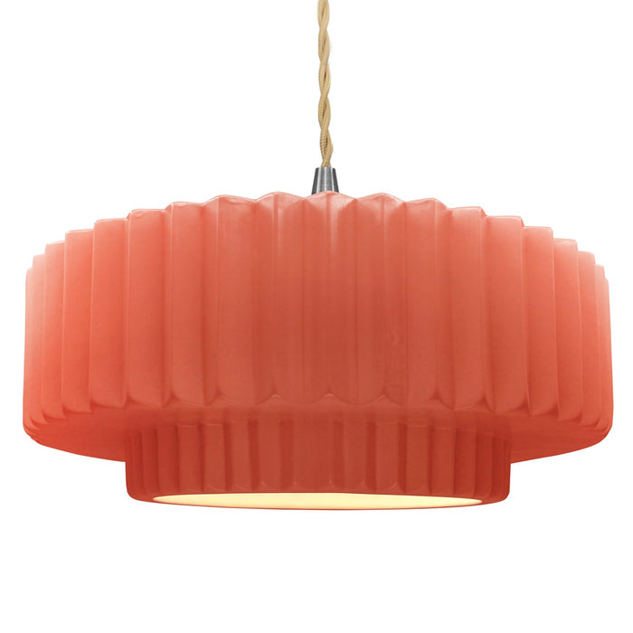 Justice Designs CER-6555-BSH-NCKL-BEIG-TWST One Light Pendant, Gloss Blush