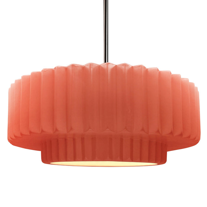 Justice Designs CER-6555-BSH-NCKL-RIGID One Light Pendant, Gloss Blush