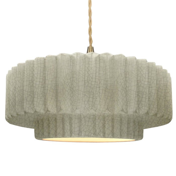 Justice Designs CER-6555-CKC-BRSS-BEIG-TWST One Light Pendant, Celadon Green Crackle