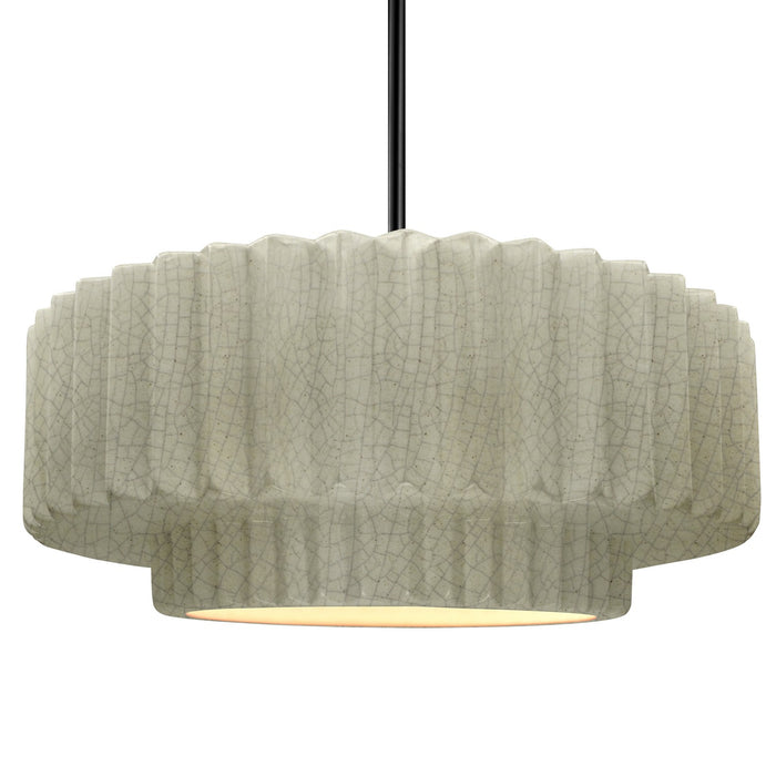 Justice Designs CER-6555-CKC-MBLK-RIGID One Light Pendant, Celadon Green Crackle