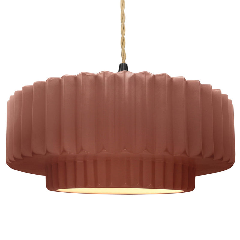 Justice Designs CER-6555-CLAY-MBLK-BEIG-TWST One Light Pendant, Canyon Clay