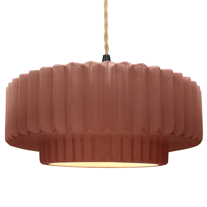 Justice Designs CER-6555-CLAY-MBLK-BEIG-TWST One Light Pendant, Canyon Clay