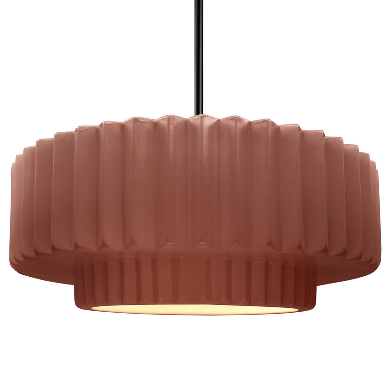 Justice Designs CER-6555-CLAY-MBLK-RIGID One Light Pendant, Canyon Clay