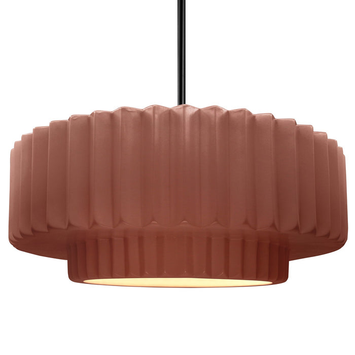 Justice Designs CER-6555-CLAY-MBLK-RIGID One Light Pendant, Canyon Clay