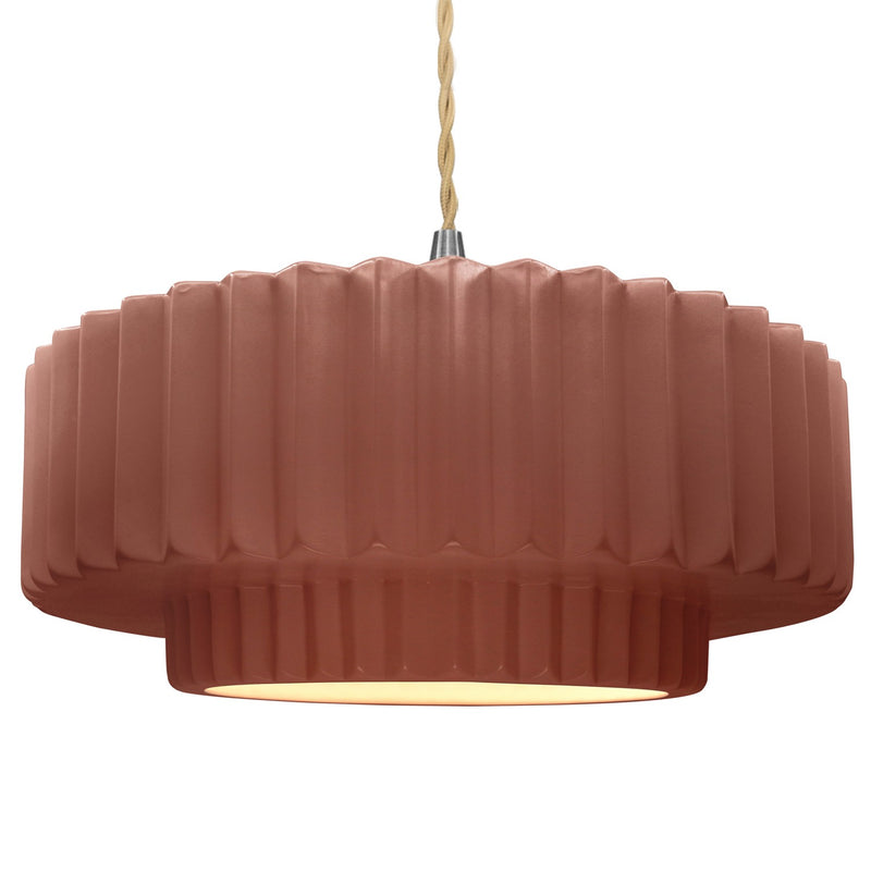 Justice Designs CER-6555-CLAY-NCKL-BEIG-TWST One Light Pendant, Canyon Clay
