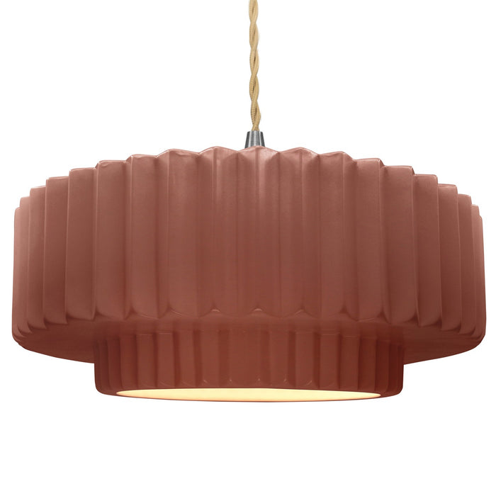 Justice Designs CER-6555-CLAY-NCKL-BEIG-TWST One Light Pendant, Canyon Clay