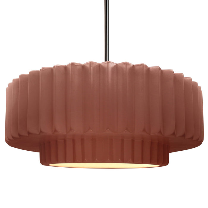 Justice Designs CER-6555-CLAY-NCKL-RIGID One Light Pendant, Canyon Clay