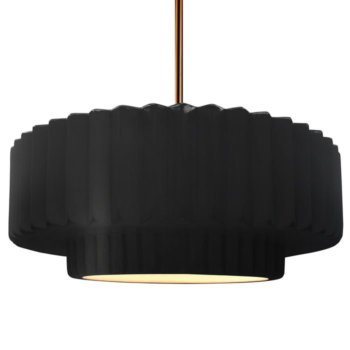 Justice Designs CER-6555-CRB-BRSS-RIGID One Light Pendant, Carbon - Matte Black
