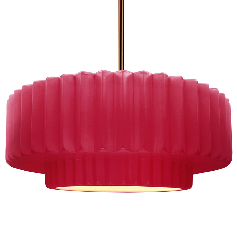 Justice Designs CER-6555-CRSE-BRSS-RIGID One Light Pendant, Cerise