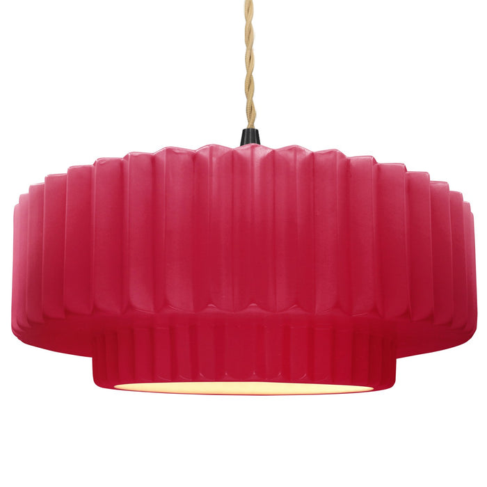 Justice Designs CER-6555-CRSE-MBLK-BEIG-TWST One Light Pendant, Cerise