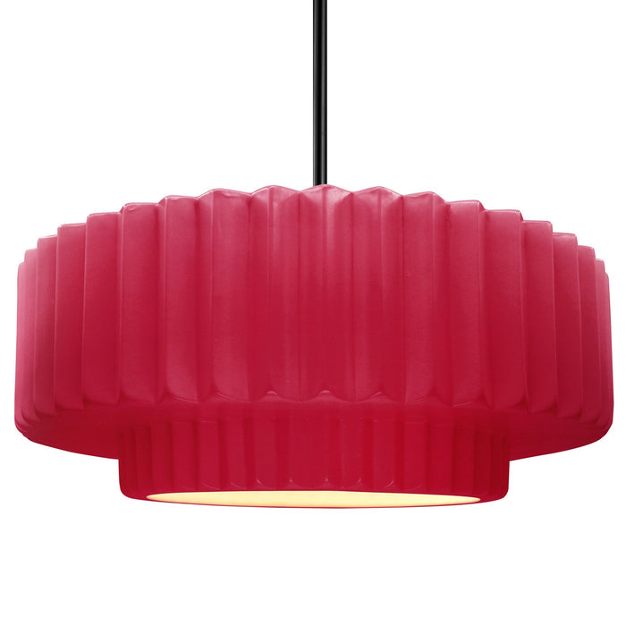 Justice Designs CER-6555-CRSE-MBLK-RIGID One Light Pendant, Cerise