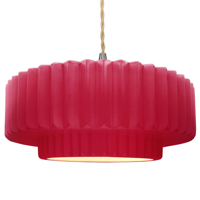 Justice Designs CER-6555-CRSE-NCKL-BEIG-TWST One Light Pendant, Cerise