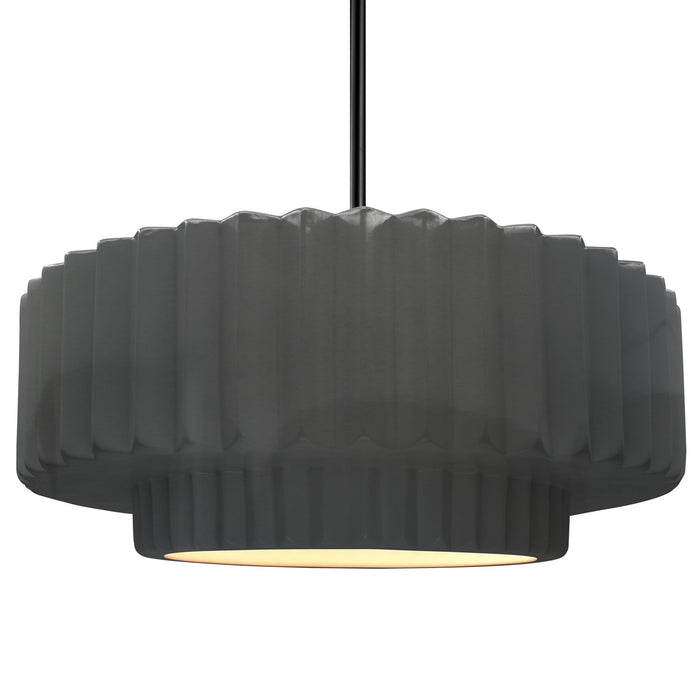 Justice Designs CER-6555-GRY-MBLK-RIGID One Light Pendant, Gloss Grey