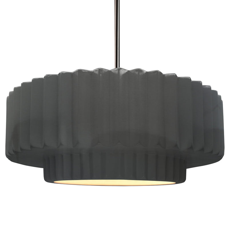Justice Designs CER-6555-GRY-NCKL-RIGID One Light Pendant, Gloss Grey