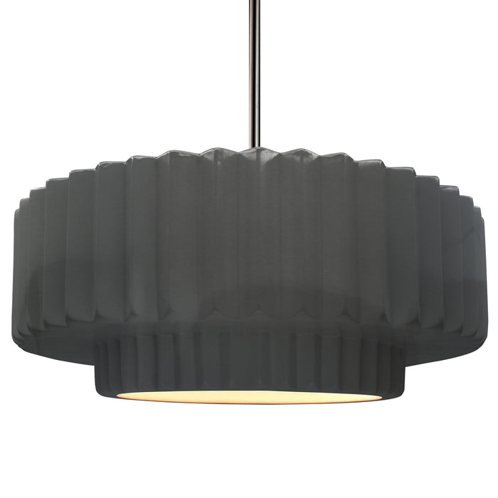 Justice Designs CER-6555-GRY-NCKL-RIGID One Light Pendant, Gloss Grey
