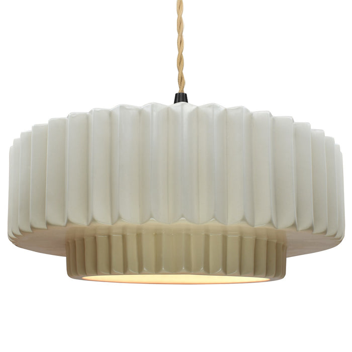 Justice Designs CER-6555-MAT-MBLK-BEIG-TWST One Light Pendant, Matte White