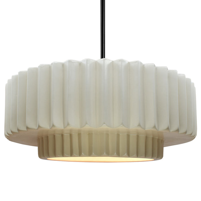 Justice Designs CER-6555-MAT-MBLK-RIGID One Light Pendant, Matte White