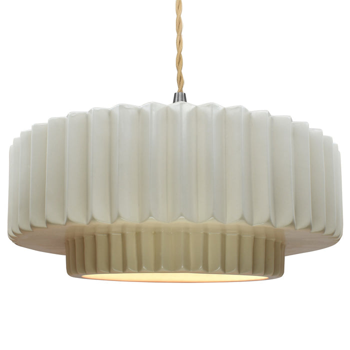 Justice Designs CER-6555-MAT-NCKL-BEIG-TWST One Light Pendant, Matte White
