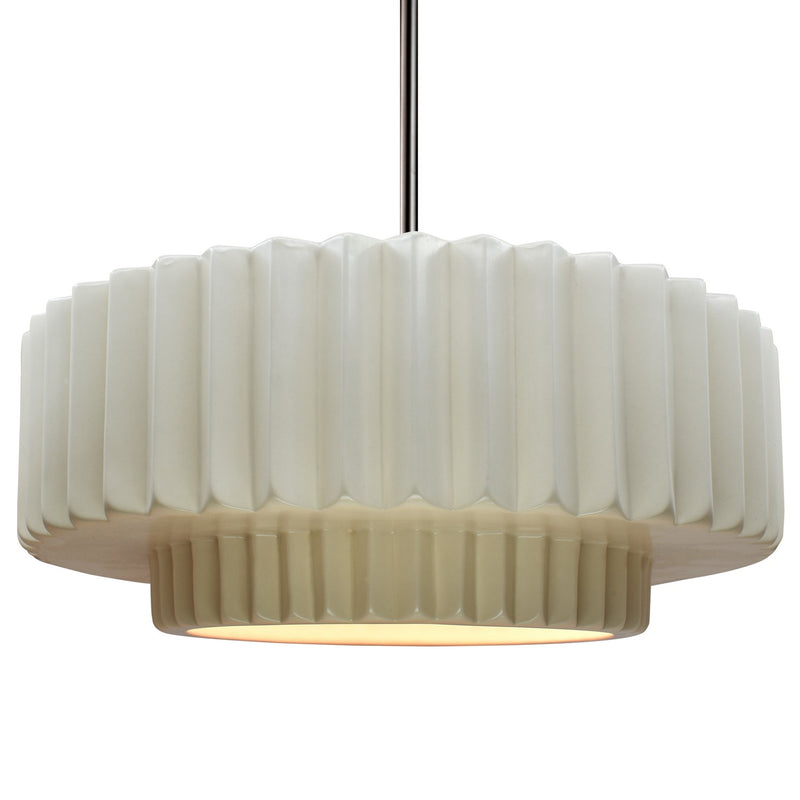 Justice Designs CER-6555-MAT-NCKL-RIGID One Light Pendant, Matte White