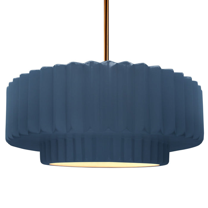 Justice Designs CER-6555-MDMT-BRSS-RIGID One Light Pendant, Midnight Sky w/ Matte White