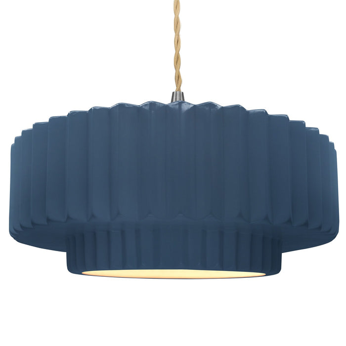 Justice Designs CER-6555-MDMT-NCKL-BEIG-TWST One Light Pendant, Midnight Sky w/ Matte White