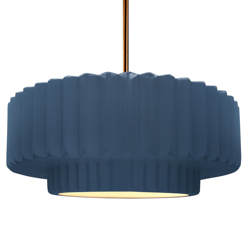 Justice Designs CER-6555-MID-BRSS-RIGID One Light Pendant, Midnight Sky