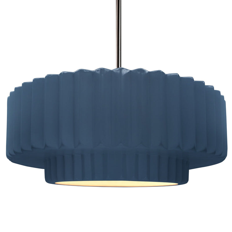 Justice Designs CER-6555-MID-NCKL-RIGID One Light Pendant, Midnight Sky