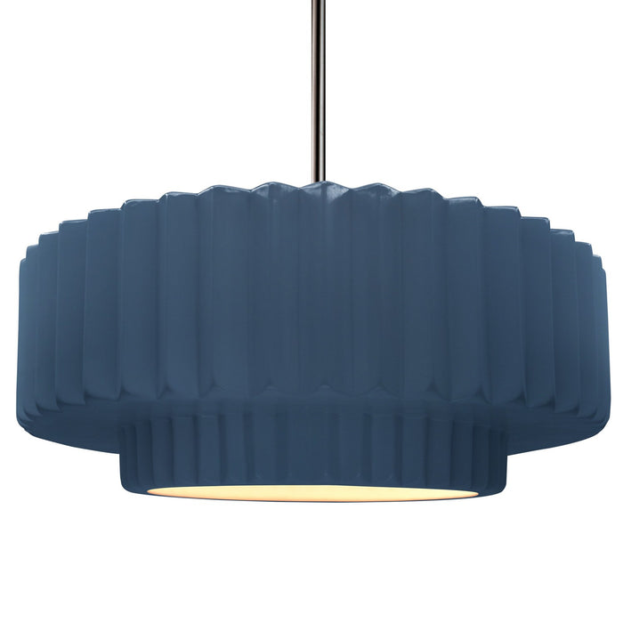 Justice Designs CER-6555-MID-NCKL-RIGID One Light Pendant, Midnight Sky