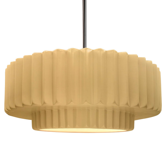 Justice Designs CER-6555-MYLW-NCKL-RIGID One Light Pendant, Muted Yellow
