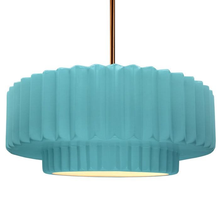 Justice Designs CER-6555-RFPL-BRSS-RIGID One Light Pendant, Reflecting Pool