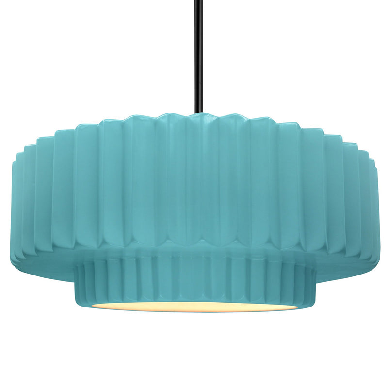 Justice Designs CER-6555-RFPL-MBLK-RIGID One Light Pendant, Reflecting Pool
