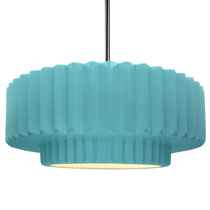Justice Designs CER-6555-RFPL-NCKL-RIGID One Light Pendant, Reflecting Pool