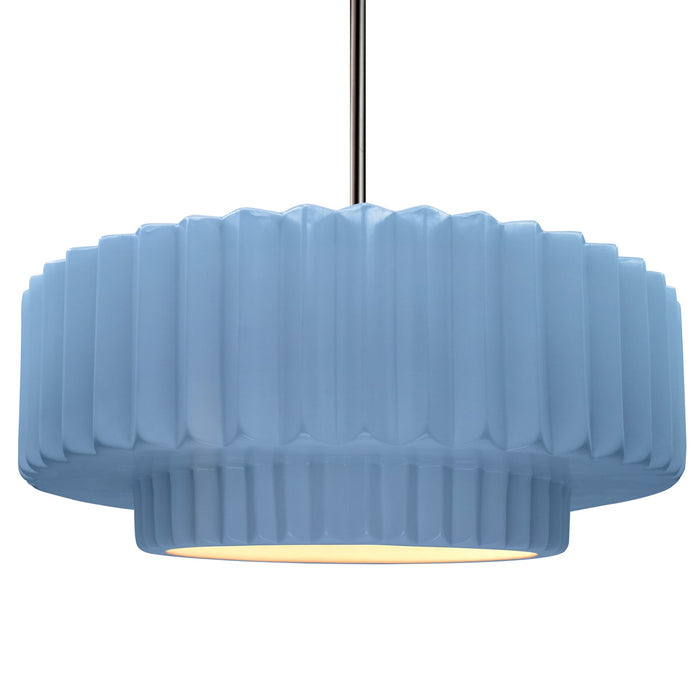 Justice Designs CER-6555-SKBL-NCKL-RIGID One Light Pendant, Sky Blue