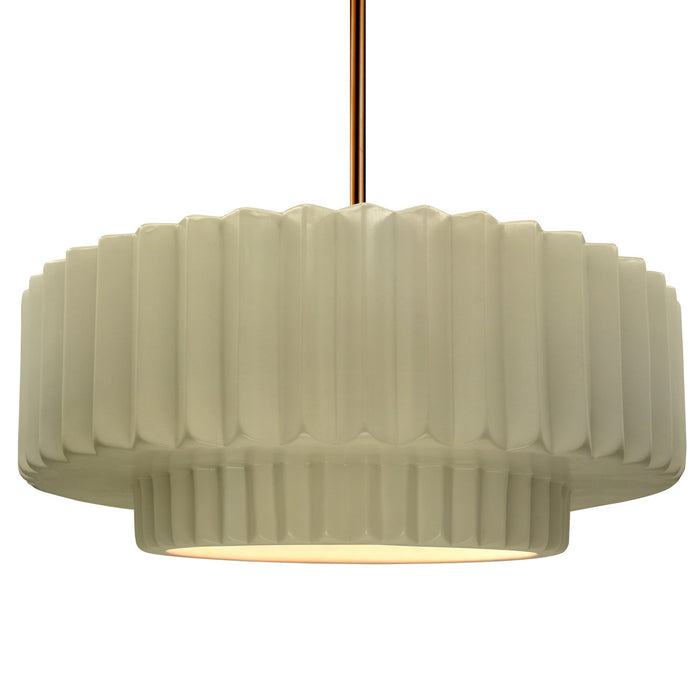 Justice Designs CER-6555-VAN-BRSS-RIGID One Light Pendant, Vanilla (Gloss)