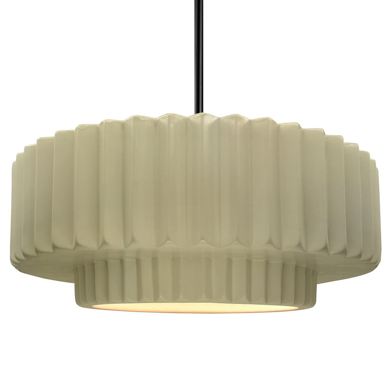 Justice Designs CER-6555-VAN-MBLK-RIGID One Light Pendant, Vanilla (Gloss)