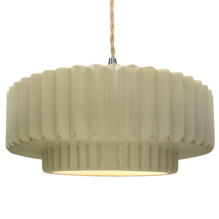 Justice Designs CER-6555-VAN-NCKL-BEIG-TWST One Light Pendant, Vanilla (Gloss)