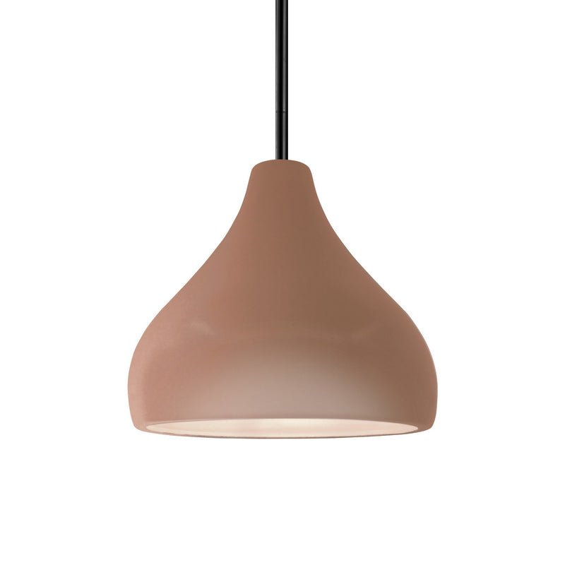 Justice Designs CER-6560-ADOB-MBLK-RIGID One Light Pendant, Adobe