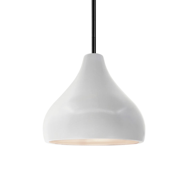 Justice Designs CER-6560-BIS-MBLK-RIGID One Light Pendant, Bisque