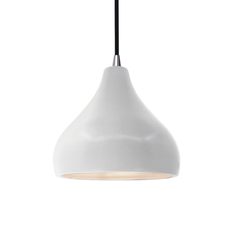 Justice Designs CER-6560-BIS-NCKL-BKCD One Light Pendant, Bisque