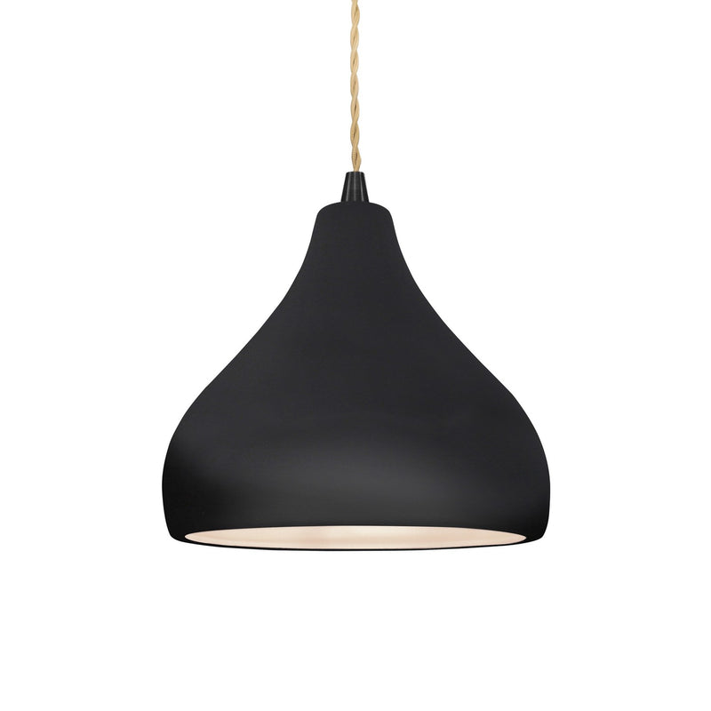 Justice Designs CER-6560-BKMT-MBLK-BEIG-TWST One Light Pendant, Gloss Black w/ Matte White