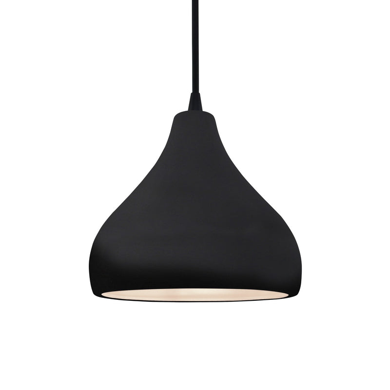 Justice Designs CER-6560-BKMT-MBLK-BKCD One Light Pendant, Gloss Black w/ Matte White