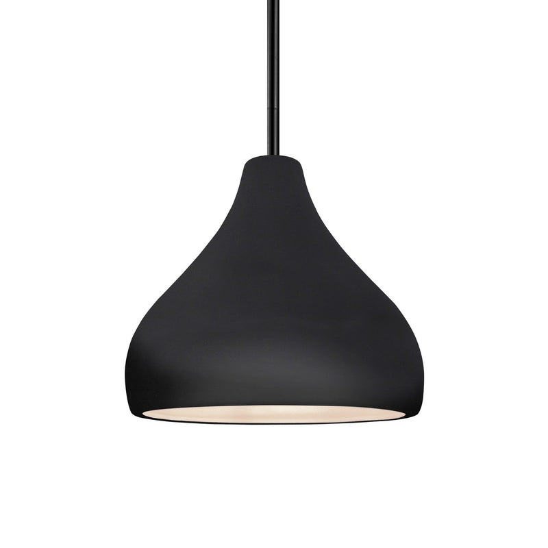 Justice Designs CER-6560-BKMT-MBLK-RIGID One Light Pendant, Gloss Black w/ Matte White
