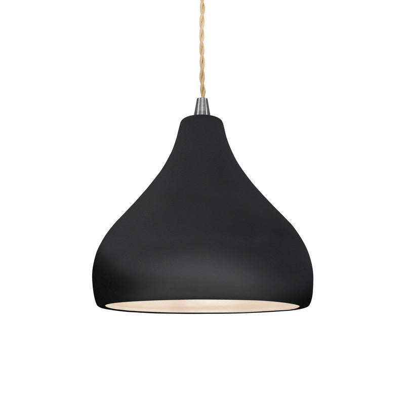 Justice Designs CER-6560-BKMT-NCKL-BEIG-TWST One Light Pendant, Gloss Black w/ Matte White
