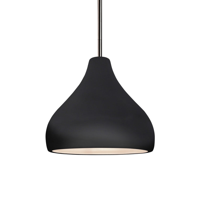 Justice Designs CER-6560-BKMT-NCKL-RIGID One Light Pendant, Gloss Black w/ Matte White