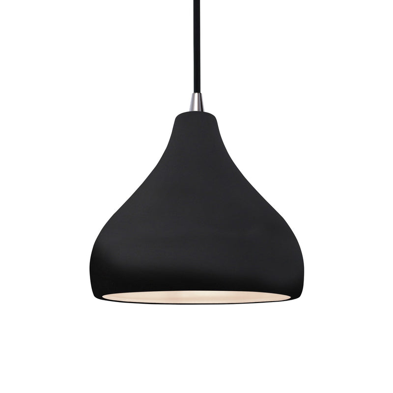 Justice Designs CER-6560-BLK-NCKL-BKCD One Light Pendant, Gloss Black