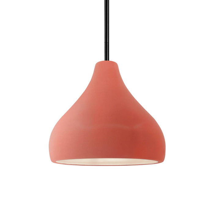 Justice Designs CER-6560-BSH-MBLK-RIGID One Light Pendant, Gloss Blush
