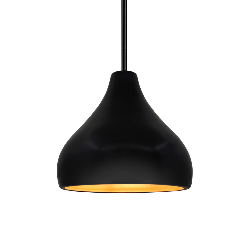 Justice Designs CER-6560-CBGD-MBLK-RIGID One Light Pendant, Carbon Matte Black w/ Champagne Gold