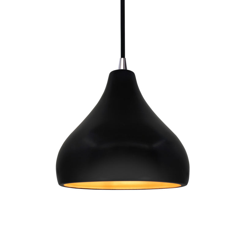 Justice Designs CER-6560-CBGD-NCKL-BKCD One Light Pendant, Carbon Matte Black w/ Champagne Gold