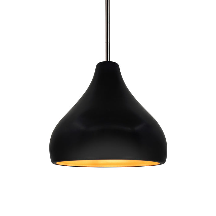 Justice Designs CER-6560-CBGD-NCKL-RIGID One Light Pendant, Carbon Matte Black w/ Champagne Gold