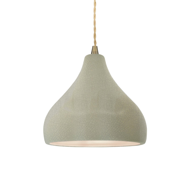 Justice Designs CER-6560-CKC-ABRS-BEIG-TWST One Light Pendant, Celadon Green Crackle